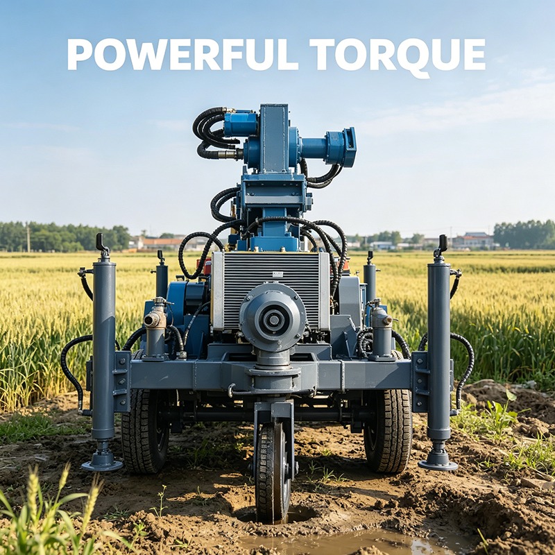 Heavy Equipment Drilling Rig - Zware rupsbanden waterputboorinstallatie 500m pneumatische luchtcompressor